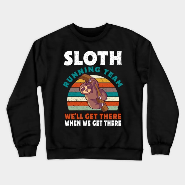 Sloth Running Team Gift Crewneck Sweatshirt by Delightful Designs